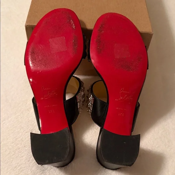 Christian Louboutin Myriadiam 55 Black and Silver Studded Sandals